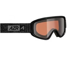 AZR Masque De Ski Snow Monture Noire Ecran Orange Miroir