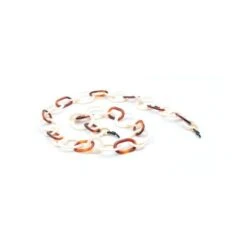 Valrose Chaînes Acétate Blanche Et écaille Alternant Grands Maillons Ronds Et Ovales